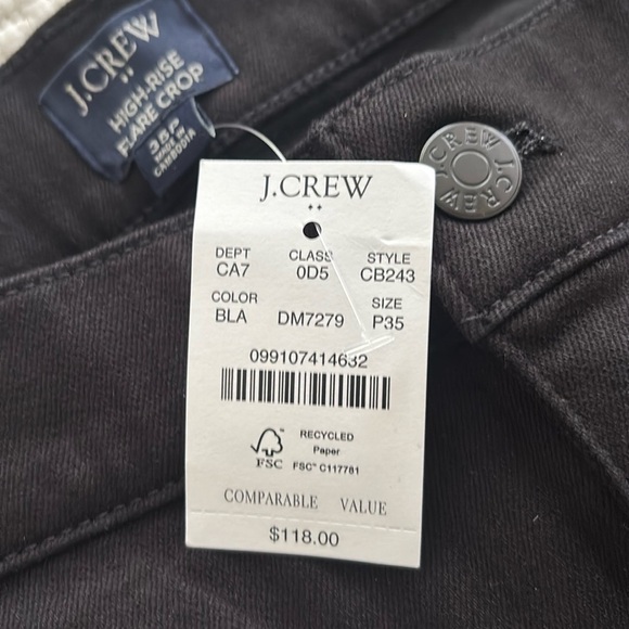 NEW J. Crew Petite High Rise Flare Crop Jean in All Day Stretch 35P BLACK - Picture 11 of 12